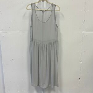 LACAUSA Grey Sleeveless Dropped Waist Midi Dress Semi Sheer Size Small LA310151